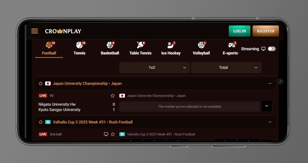 Wetten im mobilen Crownplay Casino